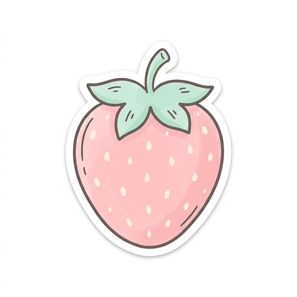 Pastel Doodle style sample — strawberry rendered as Soft palette, planner crowd