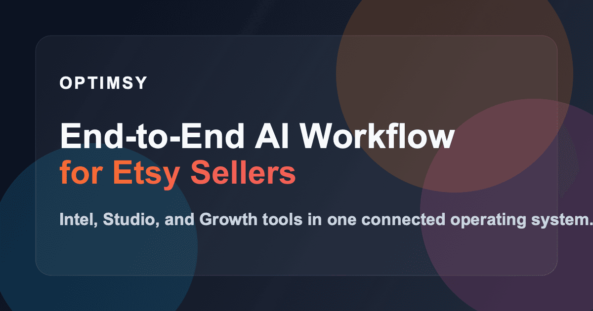 Optimsy AI Platform for Etsy Sellers - Integrated Workflow Dashboard