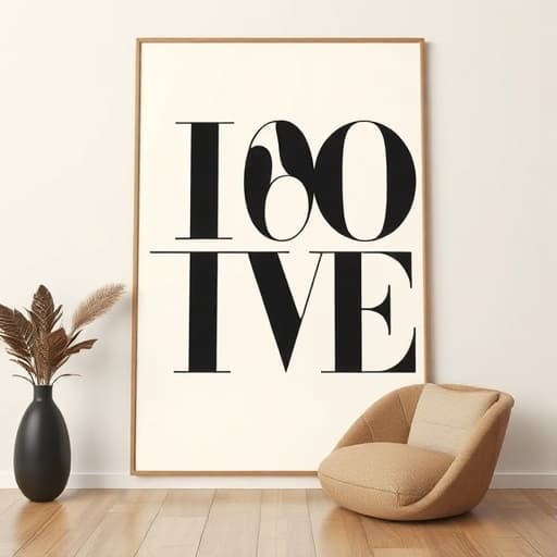 Framed typography wall art in a room