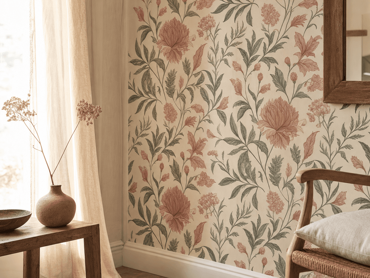Wallpaper sellers use case — Large-scale repeats with room-ready mockups and palette variants for season-on-season catalog refresh.