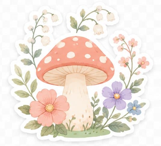 Mushroom and flower clip art